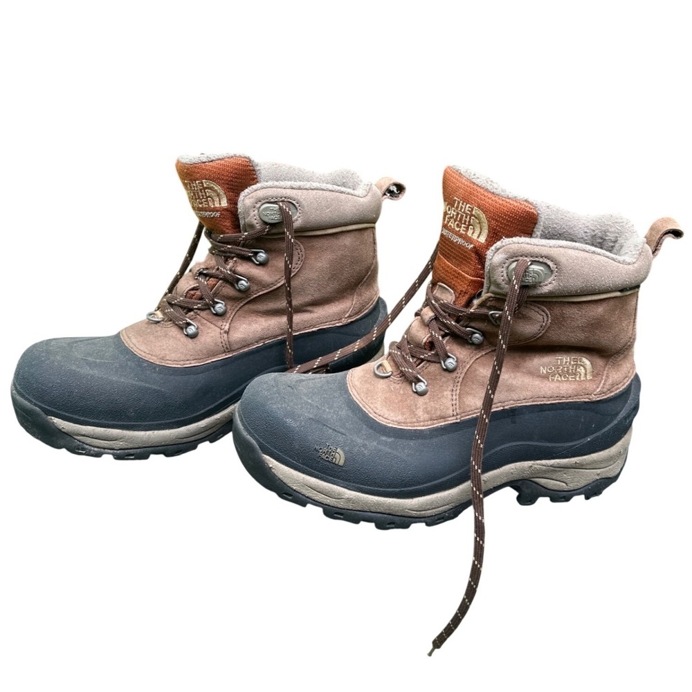 The North Face Chilkat Men 9.5 Waterproof Primaloft Winter Snow Boots Brown hike